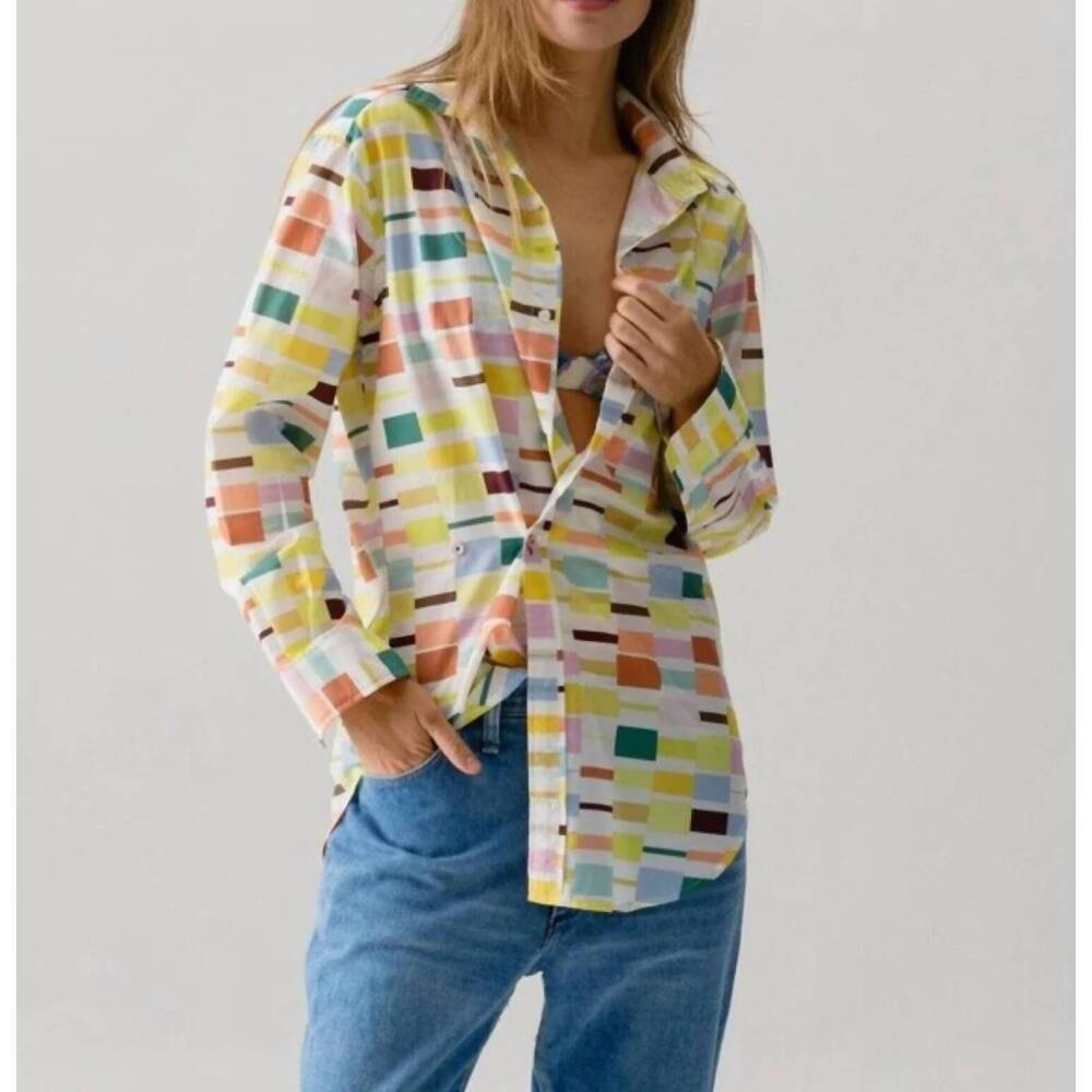 NEW CISSA relaxed button down shirt in bars